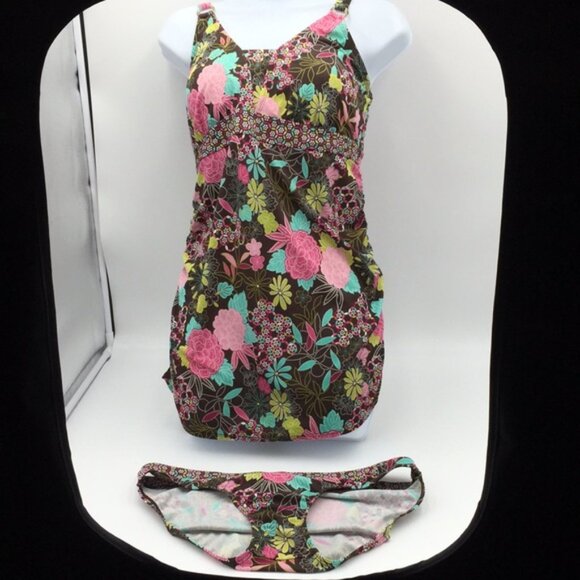 Motherhood Maternity Floral 2 Piece Tankini Swimsuit Size Medium - Picture 5 of 12